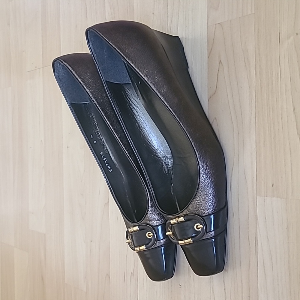 Stuart Weitzman Shoes Women Wedge Heels Buckle Brown Leather Size 9 M